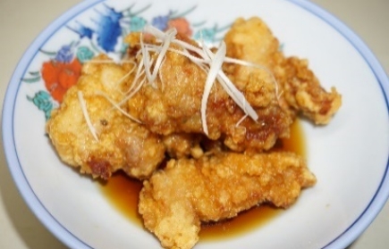 鶏唐のネギソースかけ